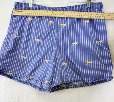 LL Bean Pajama Shorts Medium Womens Blue Dogs 100% Cotton Poplin Sleep PJ