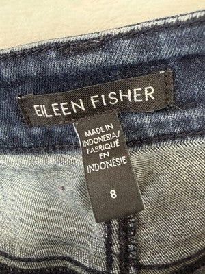 Eileen Fisher Jeans 8 Straight Leg Stretch Denim Blue Organic Cotton Denim