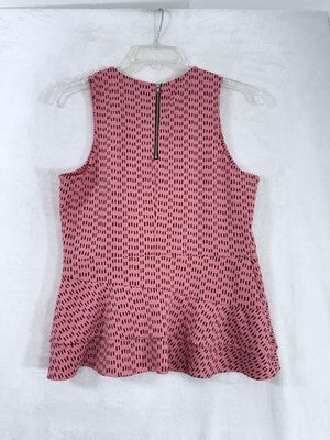Worthington Large Top Womens Pink High Neck Sleeveless Tiered Zip Back Shell