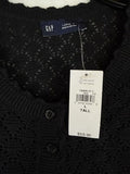 Gap Tops For Women Large Tall Linen Pointelle Henley Short Sleeve Black New NWT