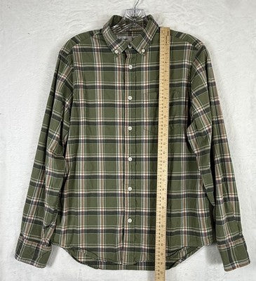 Old Navy Everyday Shirt Regular Fit Small Green Plaid Long Sleeve Mens