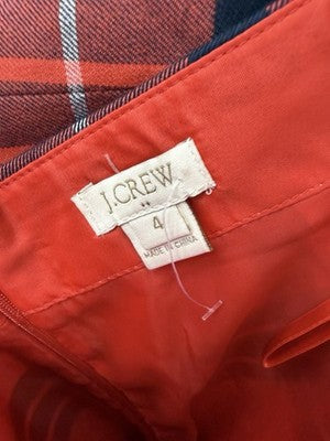 J Crew Mini Skirt 4 Red Plaid Wool Blend Lined Womens