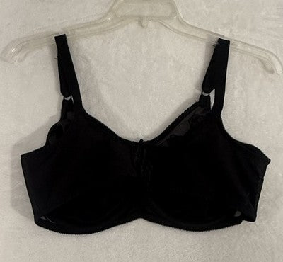 Bali Bra 40DD DF0180 Black Flower Underwire Womens Floral