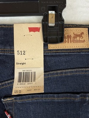 Levis 512 Perfectly Slimming Straight Jeans 12 31 Womens 31x30 Blue New NWT