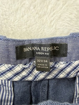 Banana Republic Aiden Pants 32x24 Blue Linen Cotton Chino Mens