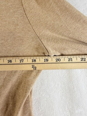 The Talbots Tee Large 3/4 Sleeve Tan Beige Womens Knit T Shirt Top 100% Cotton