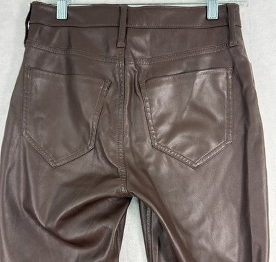 Hollister Faux Leather Pants 26 Size 3 Short 3S Brown High Rise Flare Womens