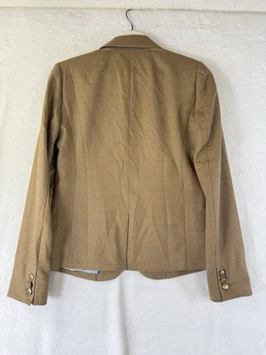 J Crew Schoolboy Blazer 2 Wool Womens Camel Beige Jacket Gold Buttons