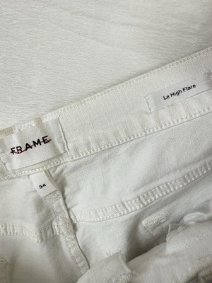 Frame Le High Flare 34 Jeans White Denim Womens New NWT