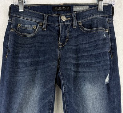 Aeropostale Skinny Jeans Women 00 Blue Denim Distressed