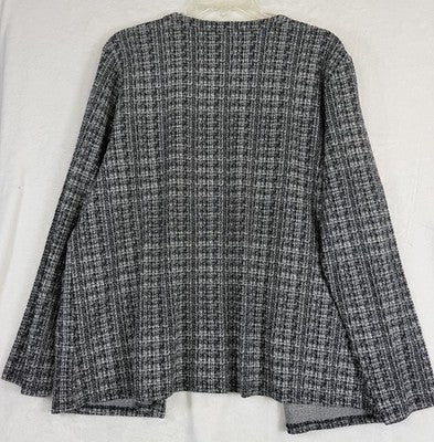 J Jill Wearever Cardigan Large Black White Knit Long Sleeve Womens