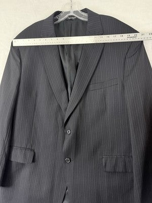 Jos A Bank Blazer 46r 100% Wool Mens Navy Blue Pinstriped Suit Jacket Sport Coat