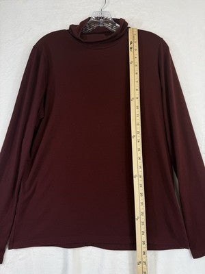 Gap Stretch Jersey Turtleneck Top Large Womens Burgundy Red Long Sleeve Tee