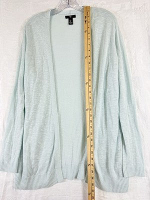 Gap Cardigan XL Womens Slub Knit Open Front Light Blue Sweater Knit Cotton