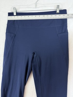 Zuda Crop Leggings Large Blue Pockets Pants Womens Workout