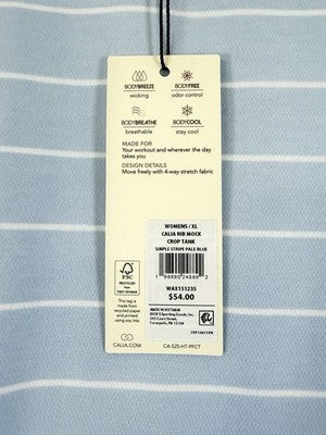Calia Top XL Crop Mock Neck Knit Blue White Striped New NWT