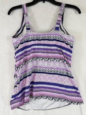 Lands End Tankini Top 10 10D Sweetheart Wrap Underwire Womens Swim Purple