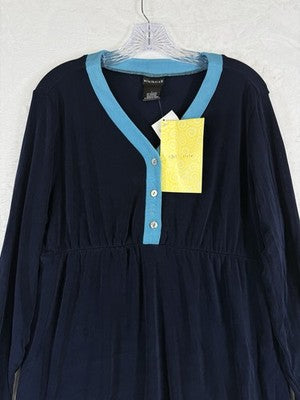 Citiknits Large Top Navy Blue Long Sleeve Empire Waist Womens USA Slinky New NWT