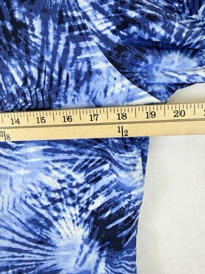 Lands End Tankini Top 12 Underwire Square Neck Rash Guard Swim Lot Blue