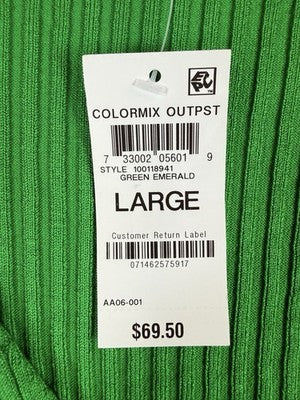 INC International Concepts Tops Large Faux Wrap Long Sleeve Green Womens New