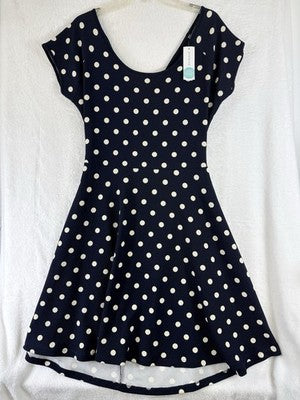 Stitch Fix XXL Fit Flare Dress Navy Blue Polka Dot Gilli Made USA Women New NWT
