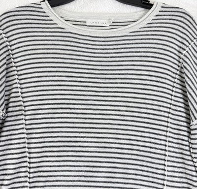 Little Lies Sweater Small Medium Black White Stripe Roll Hem Womens Knit Top