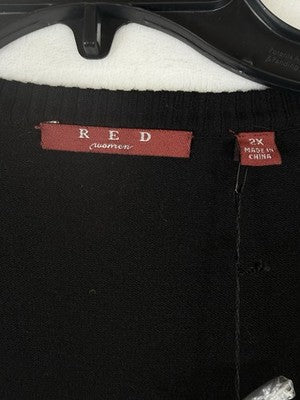 2X Cardigan Womens Sweater Black Buttons 3/4 Sleeve New Plus Size