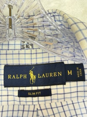 Polo Ralph Lauren Shirt Men Medium Slim Fit Button Down Blue Long Sleeve Cotton