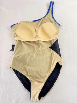 Swimsuits For All 4 One Piece Colorblock Blue One Shoulder Swim Swimwear Women