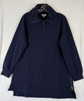 Joan Rivers Tunic Top XS Navy Blue French Terry Mock 1/2 Zip Knit Long Sleeve