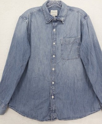 American Eagle Denim Shirt Mens Super Soft Blue Long Sleeve Button Up