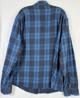 LL Bean Signature Heritage Textured Flannel Shirt XXL Blue Plaid Slim Fit 514244