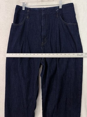 Uniqlo Jeans Womens 10 Relaxed Fit Tapered High Rise Dark Blue Denim