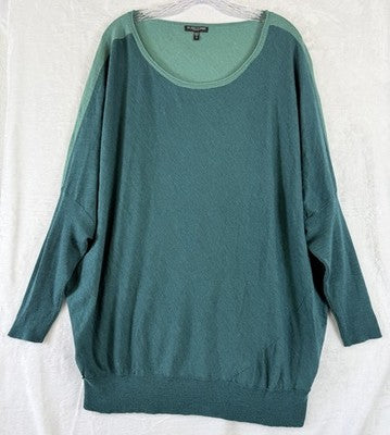 Eileen Fisher Sweater 3X Womens Blue Green Tunic Tops Knit  100% Merino Wool