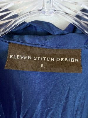 Eleven Stitch Design Top Large Blue Silk Crinkle Blue Purple Lagenlook Women