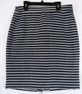 J Crew Pencil Skirt 4 Wool Blend Gray Navy Blue Striped Womens