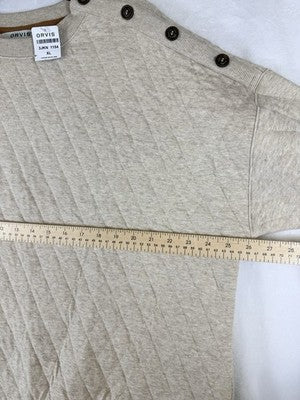 Orvis Sweatshirt Women XL Quilted Beige Pullover Top Long Sleeve New NWT