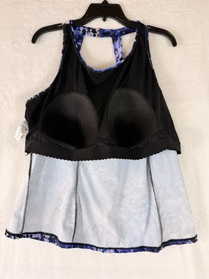 Swimsuits For All 26 Tankini Top Plus Size High Neck Purple Floral New NWT