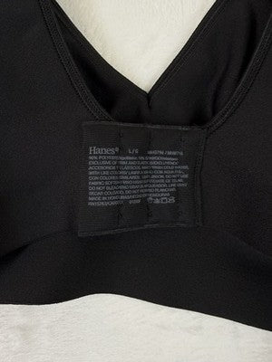 Hanes Bra Large Black Smooth Comfort Wire Free MHW796 Womens New NWT