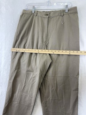 LL Bean Bayside Pants Womens 16 Ultra High Rise Comfort Waist Tan Brown Khakis