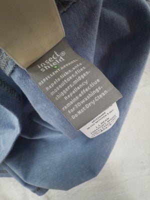 LL Bean Insect Shield Shirt Womens Small Blue Short Sleeve Top