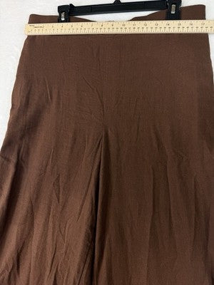 Banana Republic Wide Leg Crop Pants Large Linen Blend Cropped Brown Pull On