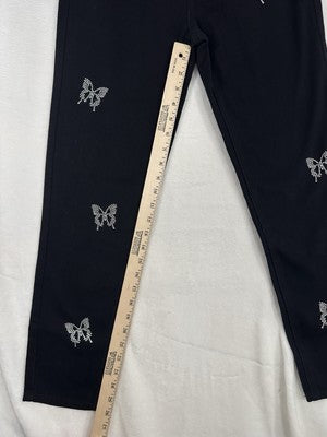 PacSun Jeans 24 Ultra High Rise Slim Black Embroidered Butterflies Womens NEW