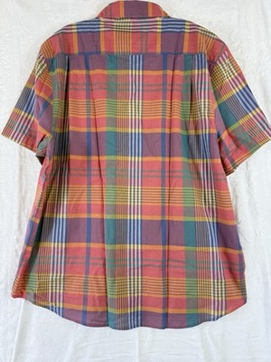 Walter Hagen Golf Shirt XL Short Sleeve Plaid Mens Button Up 100% Cotton New NWT