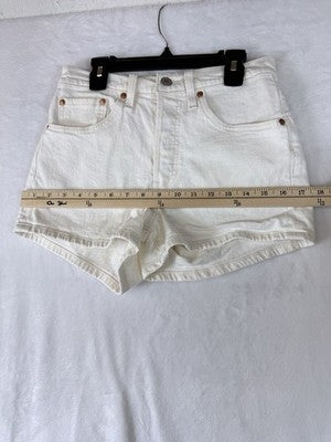 Levis 501 Shorts 26 Womens White Ivory Button Fly Original