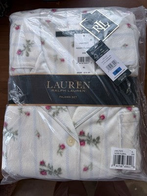 Lauren Ralph Lauren XL Pajamas Fleece Floral Pajama Set Top Pants Women New