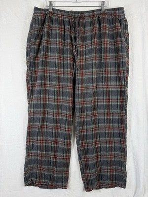 LL Bean Flannel Pajama Pants XXL Mens 30” Gray Plaid Drawstring Sleep PJ Pajamas