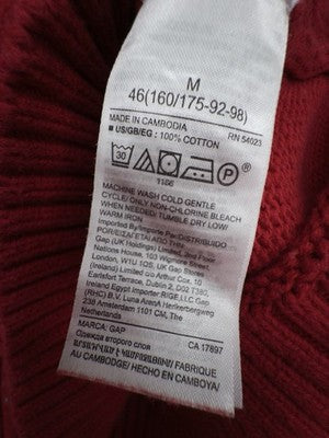 Gap Cable Knit Sweater Women Medium Red 100% Cotton Long Sleeve Top