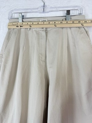 LL Bean Khaki Pants 8 Petite Womens Tan Beige Original Fit High Rise 100% Cotton