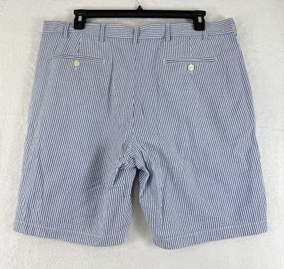 Jos A Bank Shorts 40 Mens Blue White Stripe Stays Cool 100% Cotton 9” Joseph